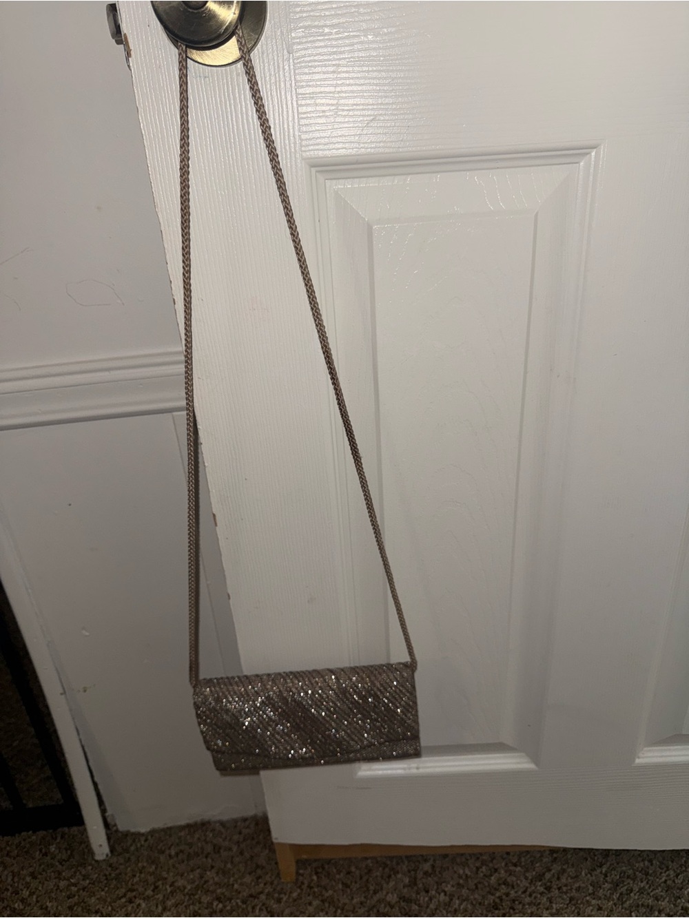 Glitter Evening Wristlet Clutch in Taupe